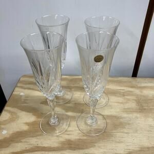 Cristal d'Arques Longchamp Champagne Flutes/Glasses Lead Crystal Set of 4